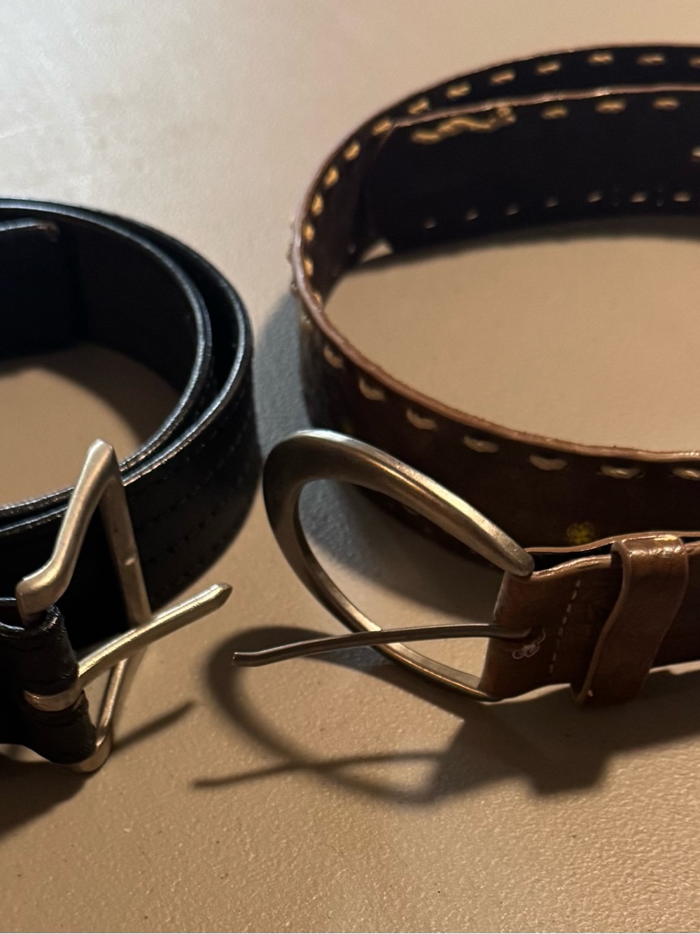 2 Belts Black and Brown floral M/L